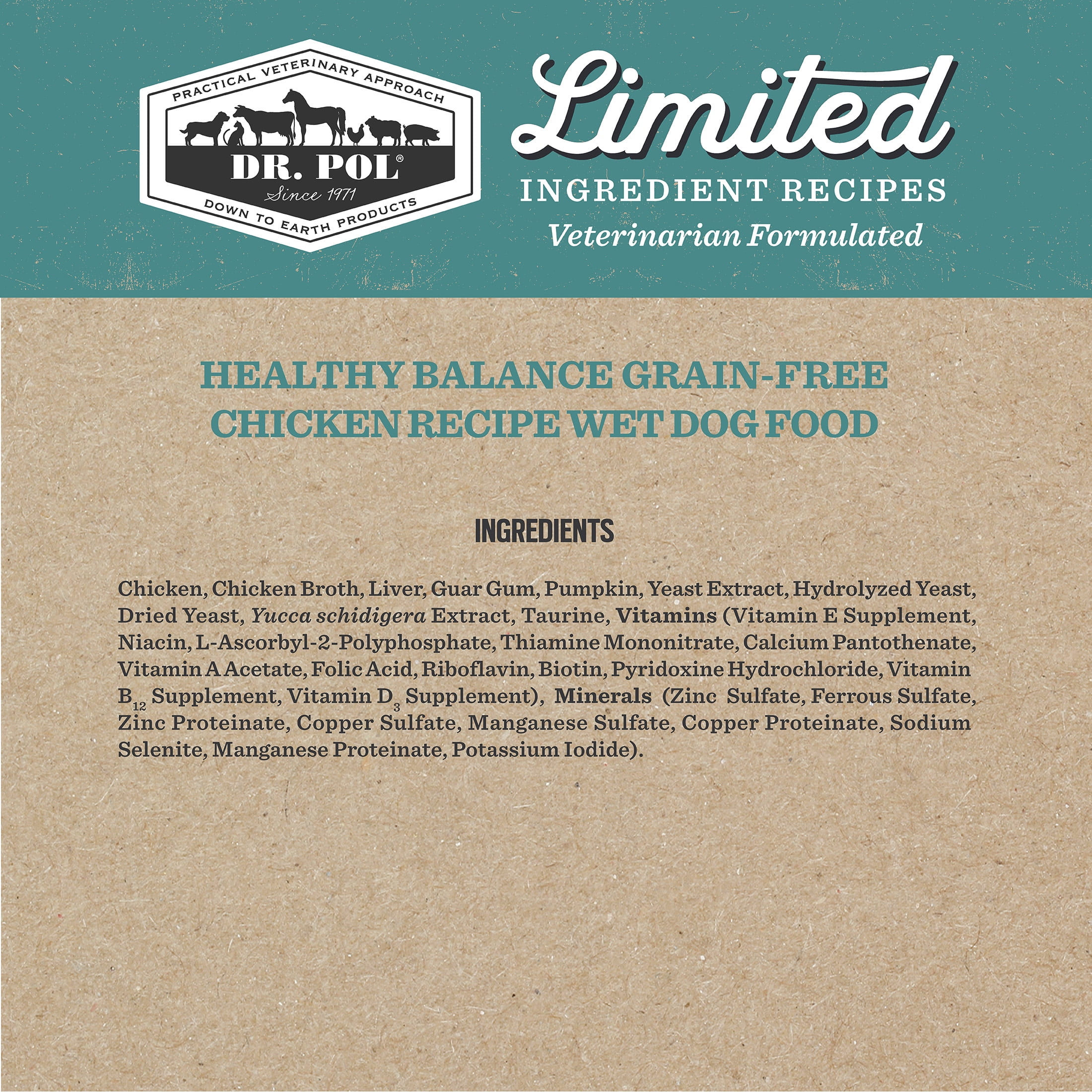 (12 pack) Dr. Pol Limited Ingredient Chicken Canned Dog Food, 12.5oz.