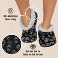 thumbnail image 4 of Women’s Fuzzy Slipper Socks with Grippers – Soft Microfiber Outer, Cozy Fleece Lined Indoor House Socks (Skull, L/xl), 4 of 5