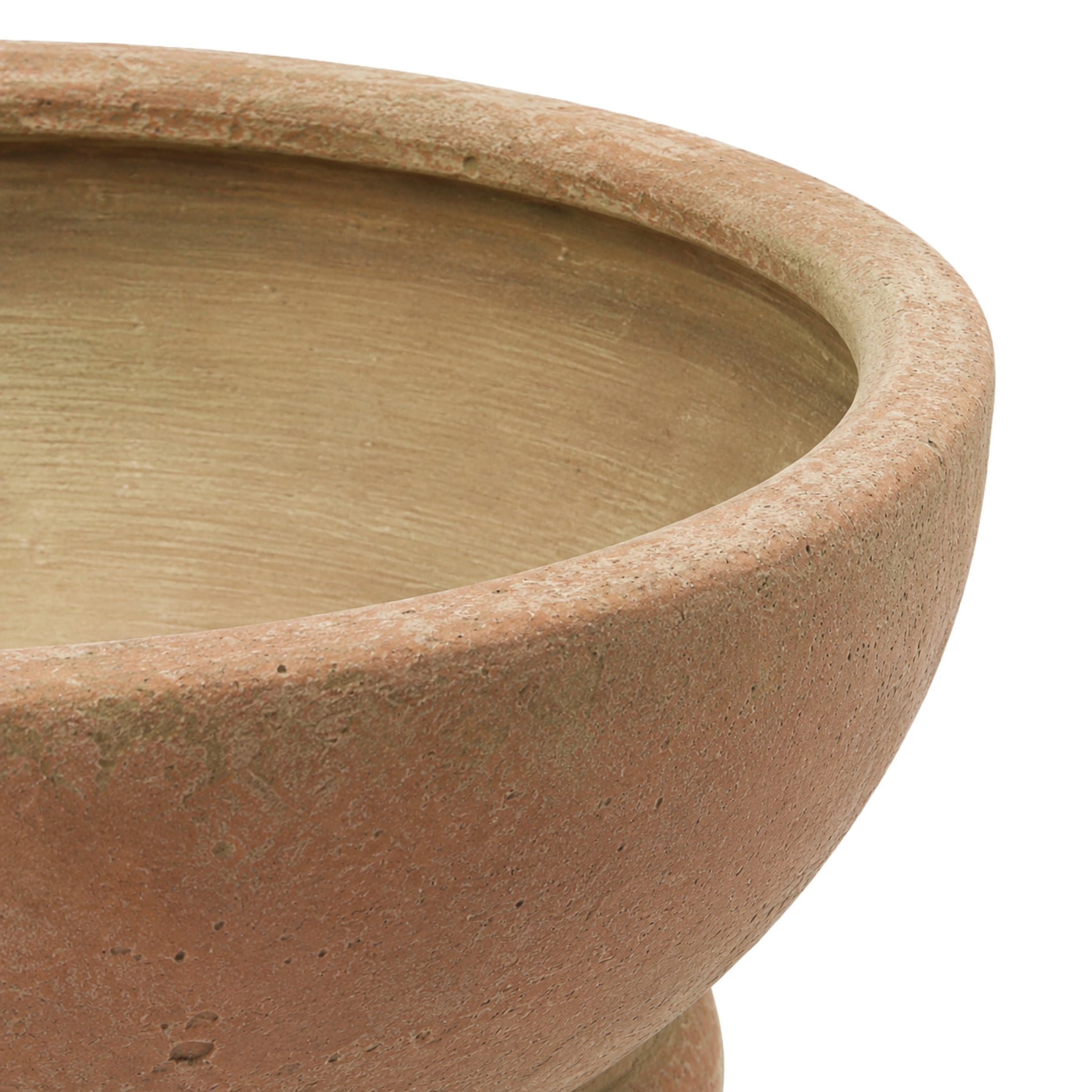 DecMode 11" Round Beige Ceramic Decorative Bowl with Three Round Legs