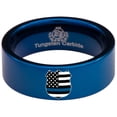 thumbnail image 2 of Thin Blue Line Police Flag Badge Tungsten Carbide Ring, 2 of 6