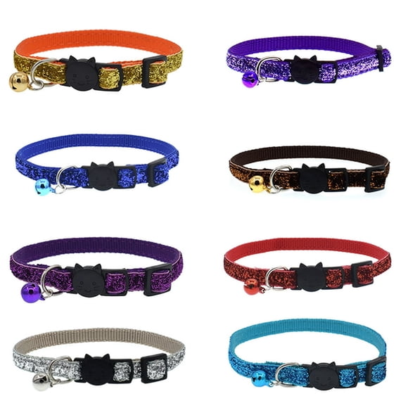 HLONK Glitter Kitten Collar with Bell Adjustable and Fashionable Pet Supply Sparkling Necklace for Cats