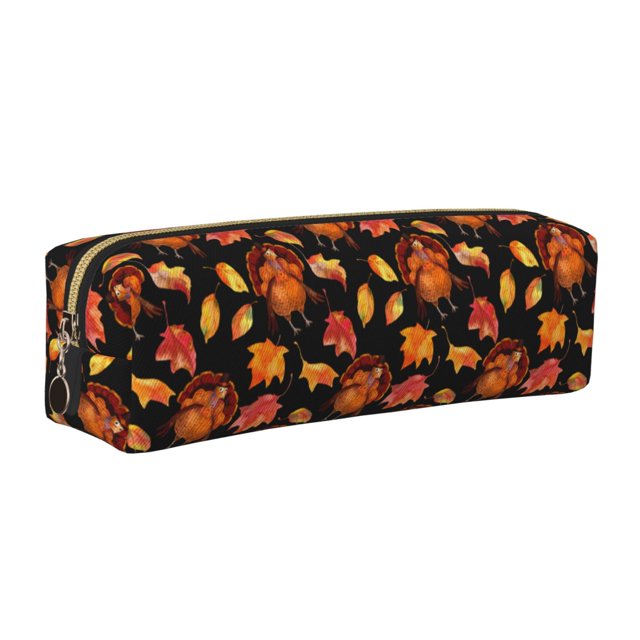 Disketp Thanksgiving Turkey 1 Estuche de Lápices de Cuero con Cierre, Estuche Compacto para Papelería, Bolígrafos y Accesorios Pequeños