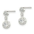 thumbnail image 2 of Auriga Fine Jewelry 925 Sterling Silver Round CZ Bezel Set Post Dangle Earrings for Women, 2 of 6