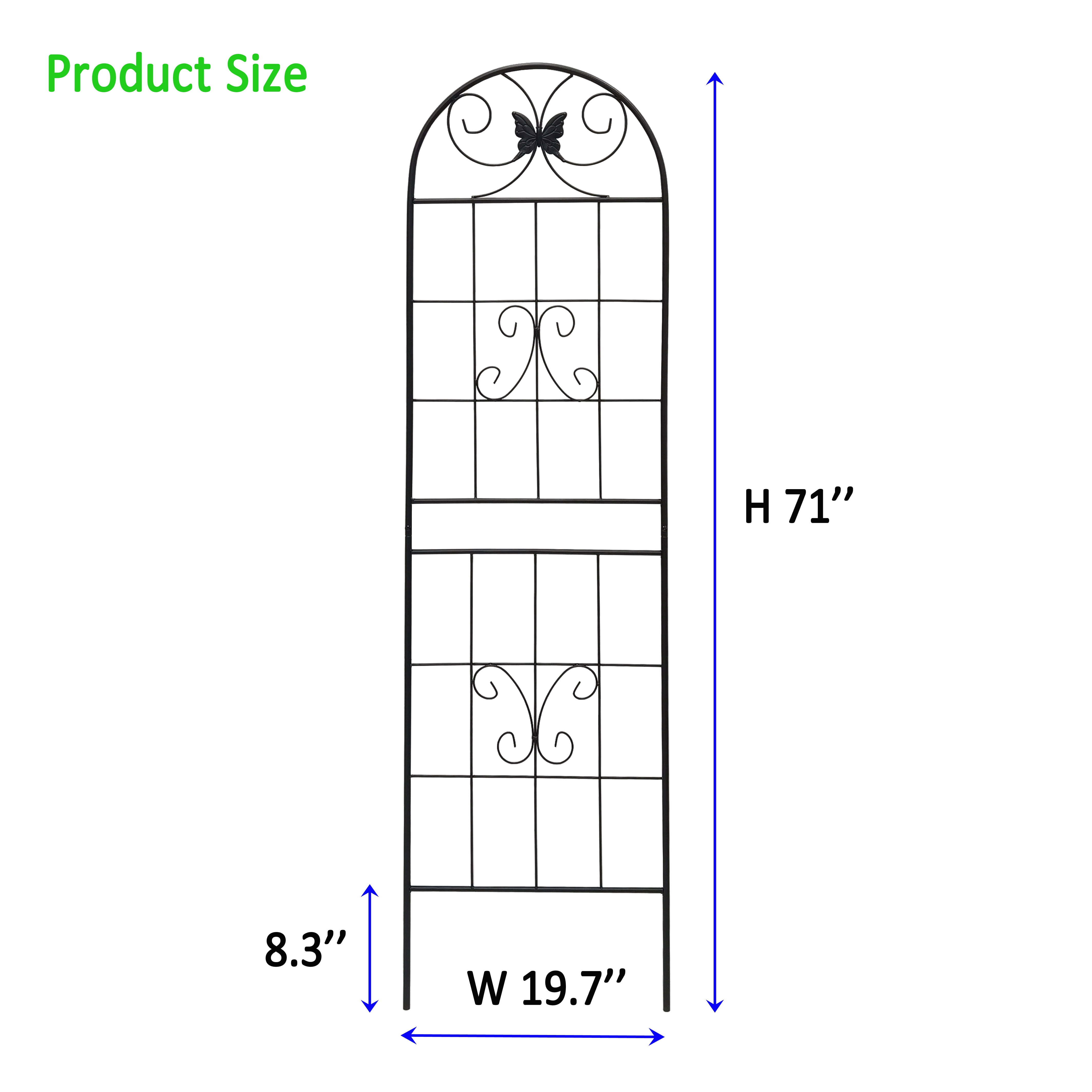 Yoneston 4 Pack Metal Garden Trellis, 71"x19.7"Decorative Arched Trellis for Climbing Plants, Metal Coating Anti-Rust and Sturdy for outdoor, Black