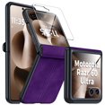 thumbnail image 1 of Vizvera para Motorola Razr 2025 Ultra Funda, con Protector de Pantalla y Carga Inalámbrica y Ultra Cuero PU Delgado Mate PC a Prueba de Golpes Cubierta Funda de Teléfono-morado, 1 of 7