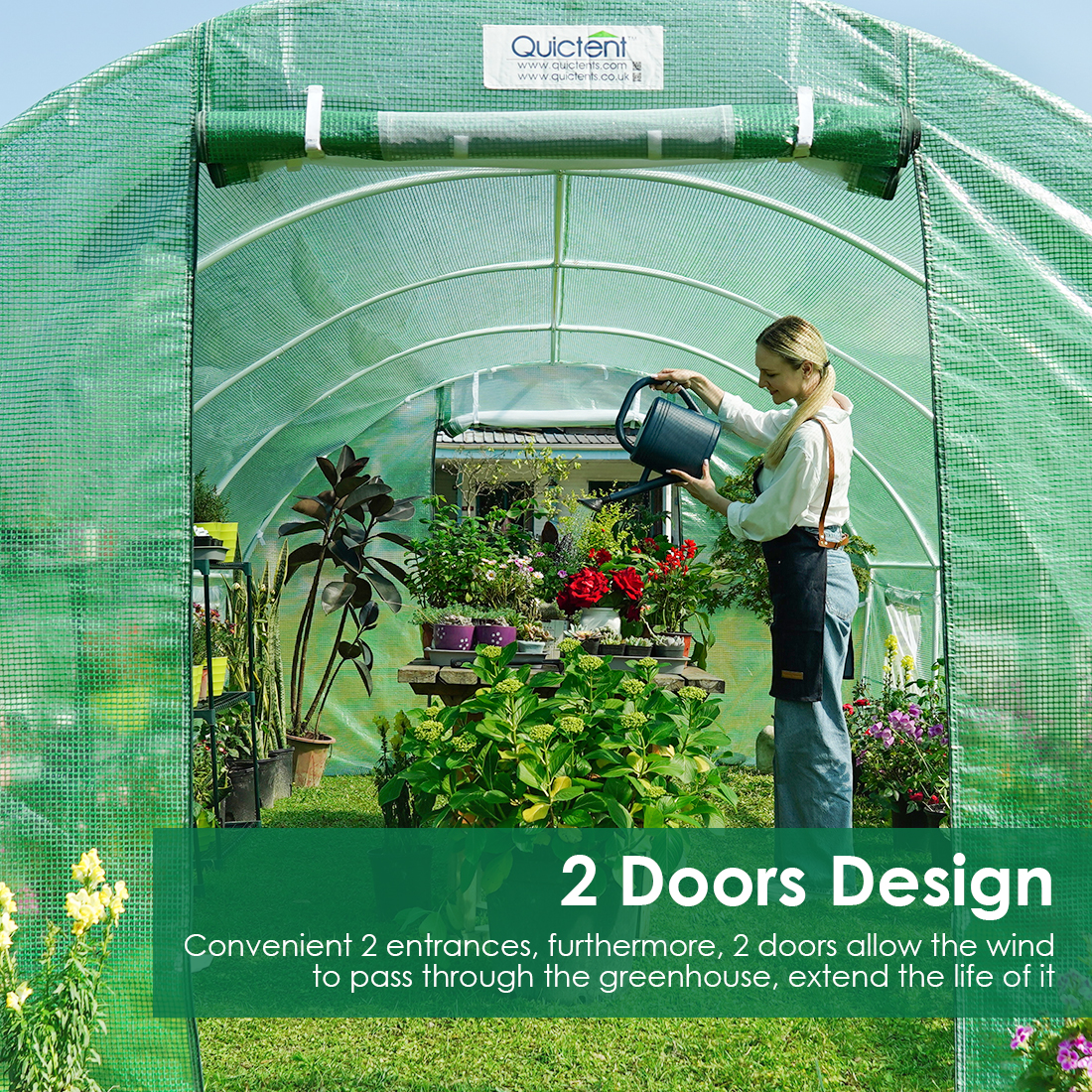 Quictent Greenhouse Screen Door and Windows, Tiers Shelves 56