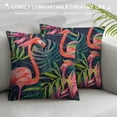 thumbnail image 3 of Nawypu  Pillowcase Tropical Plants Pink Flamingos Throw Pillow Covers Shells for Couch Office Bedroom Home Decoration 18 X 18 Inches, 3 of 5