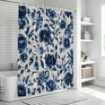 thumbnail image 5 of Navy Blue Botanical Peony Shower Curtain Set - 72" x 78" Washable Bathtub Curtain with 12 Hooks, Vintage Floral Blossom Waterproof Fabric Stall Shower Curtains for Bathroom/Bathtub Décor, 5 of 6
