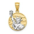 thumbnail image 1 of Real 14kt Two-tone Lady Liberty on American Flag Disk Pendant; for Adults and Teens; for Women and Men, 1 of 4