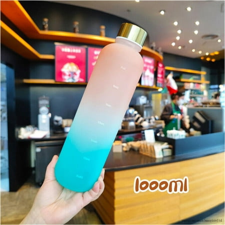 

1L Large Water Bottle Time Marker Motivational Sports Gym Training Water Bottle