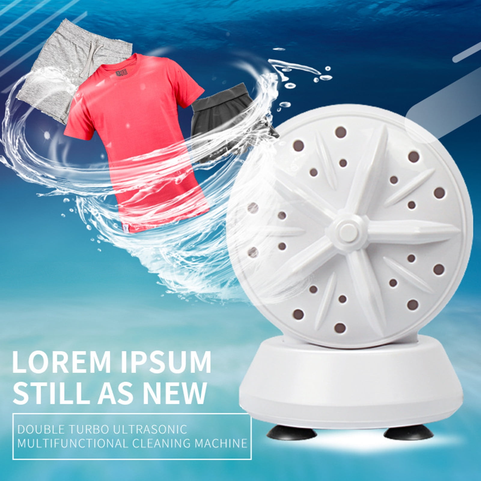 Portable Travel Washing Machine High-Power Mini Laundry Machine Double-Turbine Waving Washer 24W(Automatic Cycle Cleaning Version/ 4-Speed Adjustable Version)