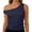 a-158Blue37, variant on Womens One Off Shoulder Sleeveless Solid Color Stretch Side Ruched Slim Fit Casual Wrap Top For Ladies Daily Shopping Party Daily Wear L