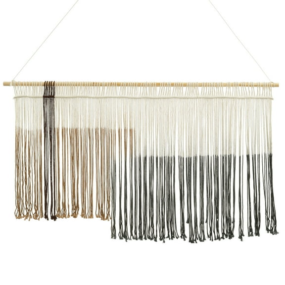 Keyohome Handwoven Macrame Wall Hanging with Wood Sticks Large Dip Dye Tapestry Aesthetic Macrame Wall Decor for Living Room Bedroom