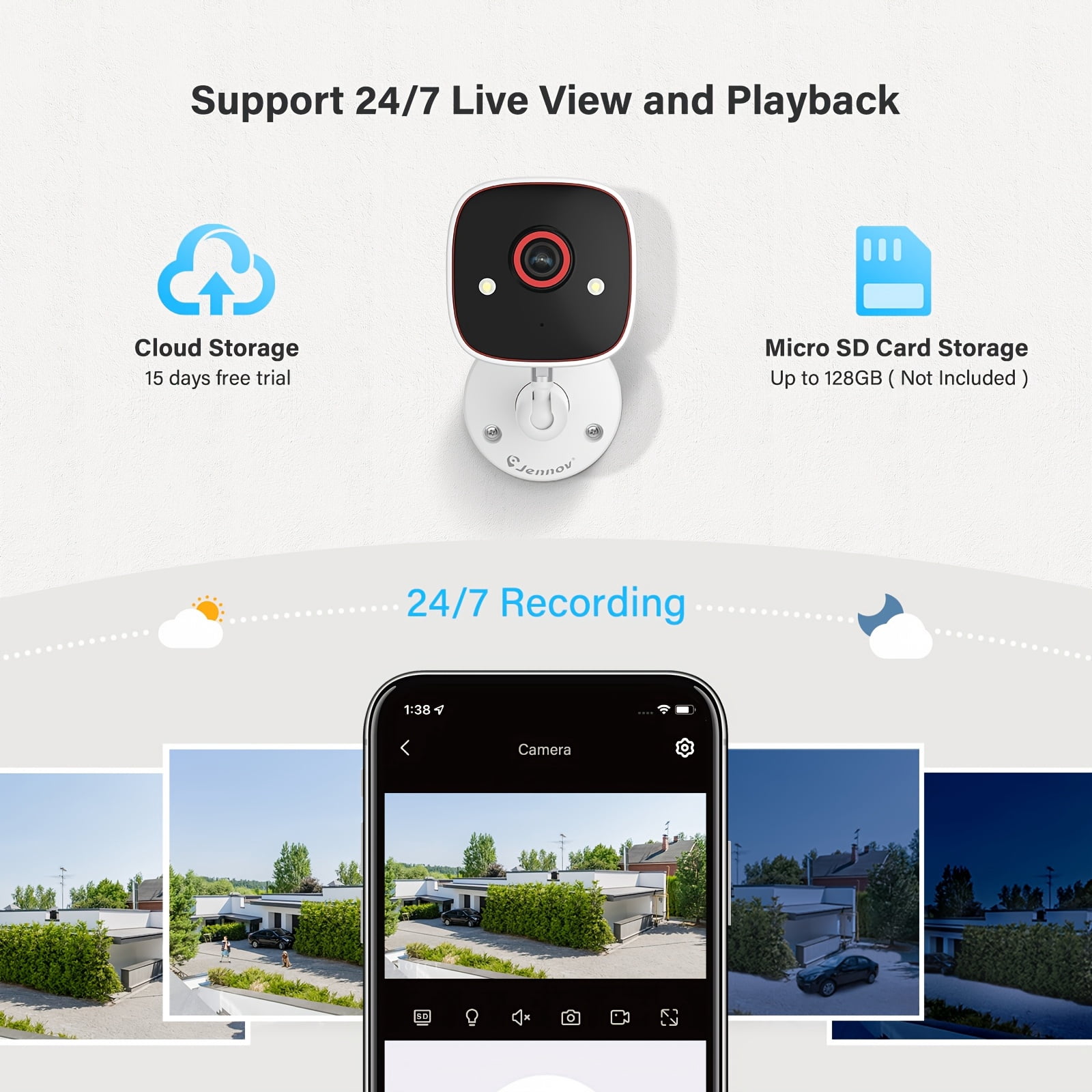General Surveillance Cameras 2.4Ghz, 2K HD Wifi/Color Night Vision/Ai Human Motion Detection/Two-Way Audio/Outdoor/Indoor Pet Dog Cat Baby Monitoring Camera for Home Safety, Without Battery