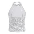 thumbnail image 4 of iiniim Girl's Glitter Sequins Jazz Ballet Hip Hop Tank Top Sleeveless Halter Neck Vest Dancewear A Silver 12, 4 of 7