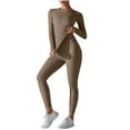 thumbnail image 2 of Frostluinai Sweatsuits for Women Workout Long Sleeve Stretch Yoga Tops High Waist Slim Fit Leggings Solid Sets 2 Piece Activewear for Women, 2 of 5