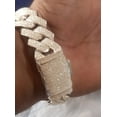 thumbnail image 4 of Bonic Trading 12ct Round Cut Tested Moissanite Cuban Link Bracelet 925 White Sterling Silver, 4 of 5