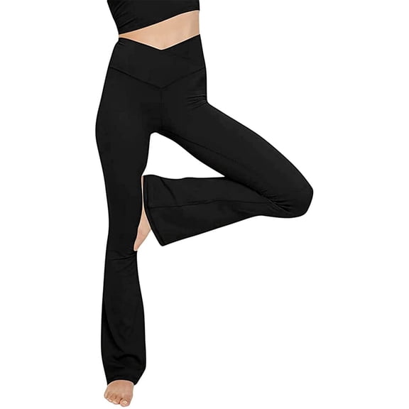Women's Sexy High-Waisted Cross Wide Leg Yoga Pants for Exercise and Casual Wear,Made with Stretchy Solid Color Fabric for Comfort,for Yoga,Lounge,and Daily Activities,for Fall and Winter,Black,L