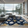 thumbnail image 2 of ODIKA 8'x10' Washable Area Rug Durable, Non-Slip Starfish Ocean Nautical Wave Seashell Border Bathroom Coral Reef for Living Room, Under Sectional, Family, 2 of 7