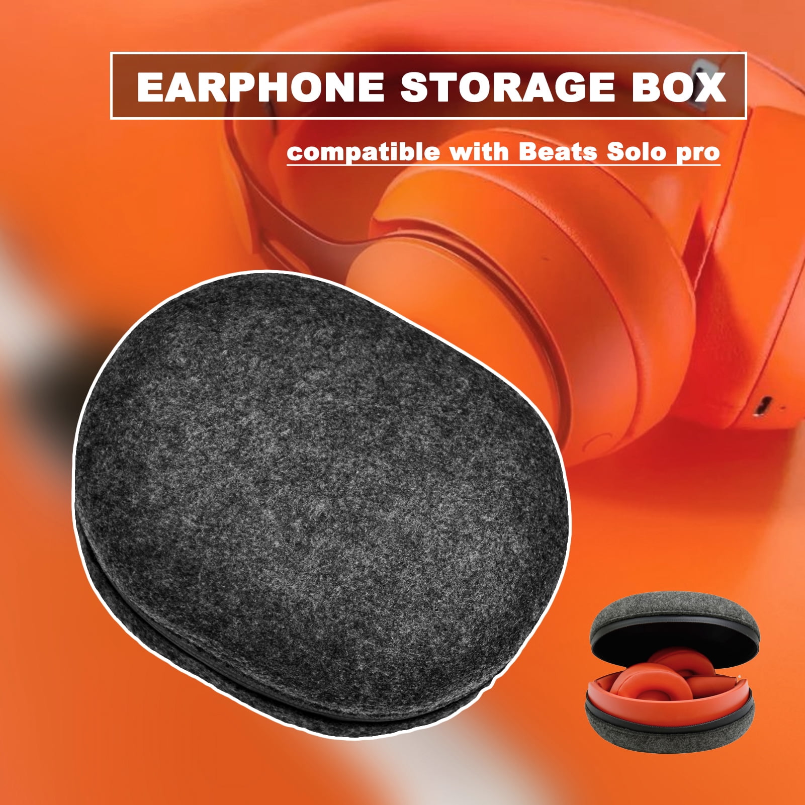 Farfi Headphone Storage Case Fashionable Waterproof Zipper EVA Mini