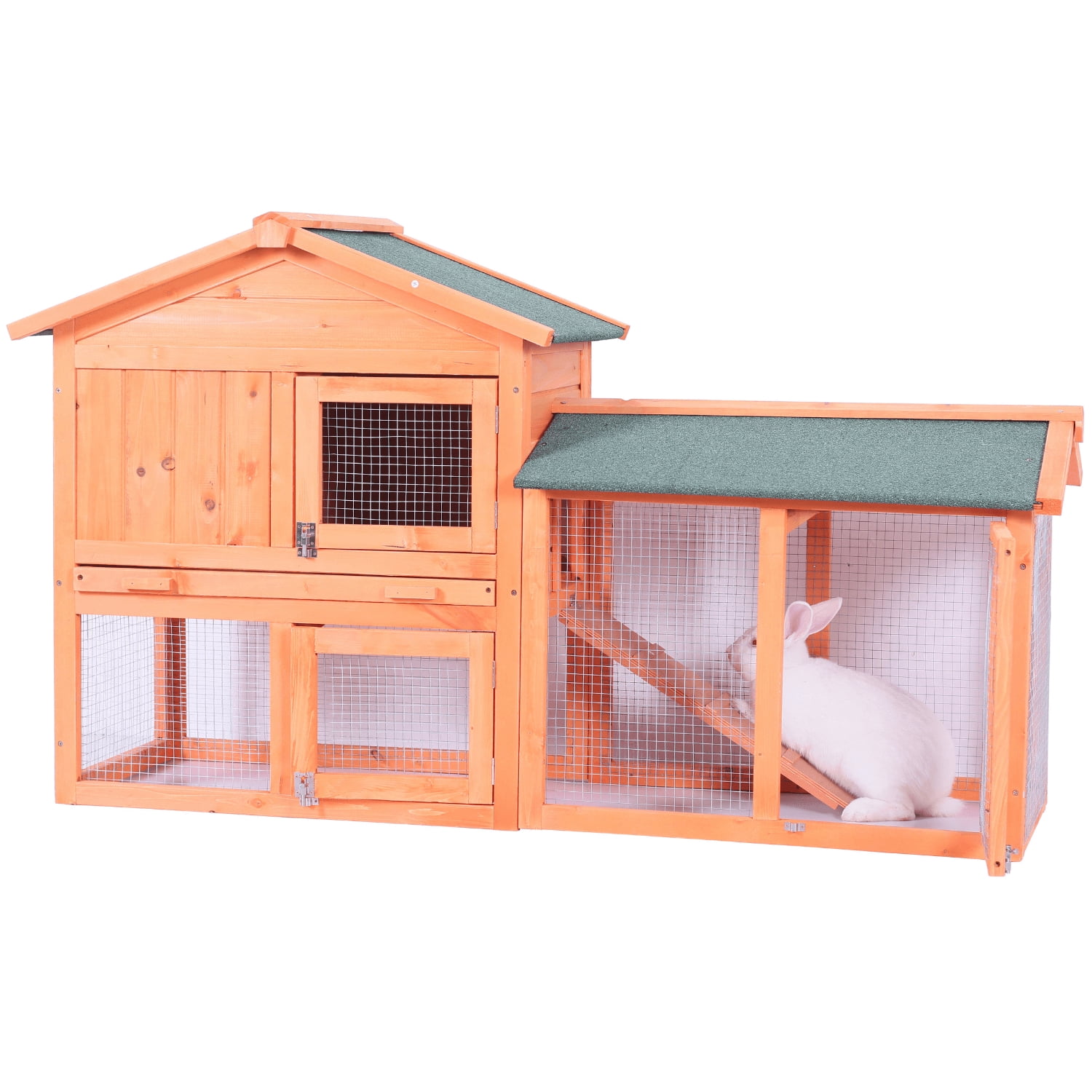 Rabbit Cage on Clearance, 54.5''X 17'' X 33.5'' Waterproof Wood Bunny