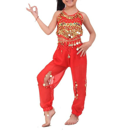 BellyLady Kid's Tribal Belly Dance Halter Top & Harem Pants, Gift