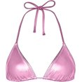 thumbnail image 4 of JuicyRose Women's Metallic Bikini Top - Halter Shiny Triangle Bralette Rave Tops Tie Side Swimsuit Bra, 4 of 6