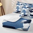 thumbnail image 4 of Erosebridal Modern Camouflage Quilt King for Boys Men, Navy Abstract Camo Print King Coverlet Set, 3pcs, 4 of 7