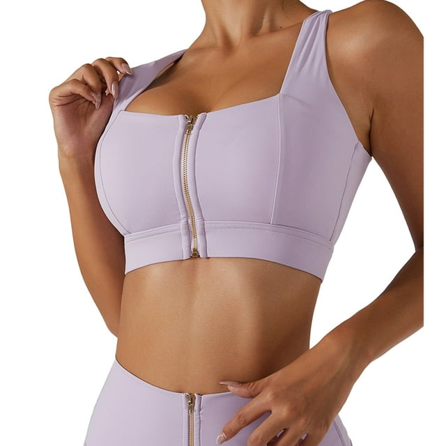 Sujetador deportivo para ejercicio, correr, correr, a prueba de golpes, Push Up, cremallera frontal, apertura, sujetador de entrenamiento para mujer