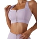 thumbnail image 1 of Sujetador deportivo ejercicio jogging correr a prueba de golpes push up cremallera frontal apertura mujeres entrenamiento sujetador púrpura M, 1 of 8