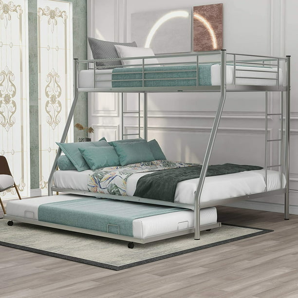 Depus Metal Bunk Bed With Trundle Twin, Bunk Bed Plans With Trundle