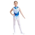 thumbnail image 3 of Sinleey Robe Salsa Tango à Franges pour Filles, Costume de Danse Latine à Sequins, Sans Manches, Bleu 16, 3 of 7