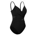 thumbnail image 6 of Hilor Women's Wrap One Piece Swimsuit V Neck Swimwear Surplice Mesh Tummy Control Bathing Suit, 6 of 8
