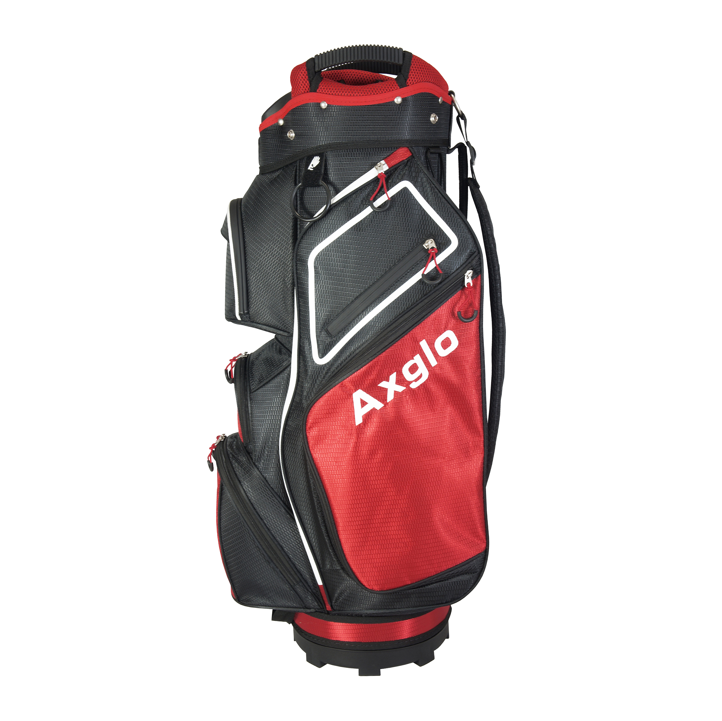 Axglo A211 Lightweight Golf Cart Bag | 15 Full-Length Dividers with Putter Well - Red/Black