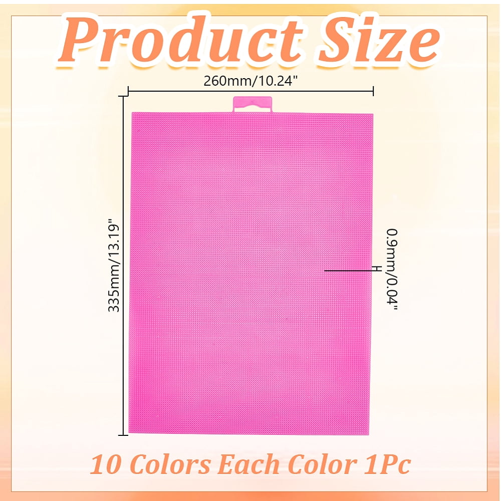 10 Pcs 14 Count Plastic Mesh Canvas Sheets 13.19 x 10.24 Inch Mesh Sheet for Stitch 10 Colors Mesh Needlepoint Canvas for DIY Handmade Sewing Accessories Supplies DIY