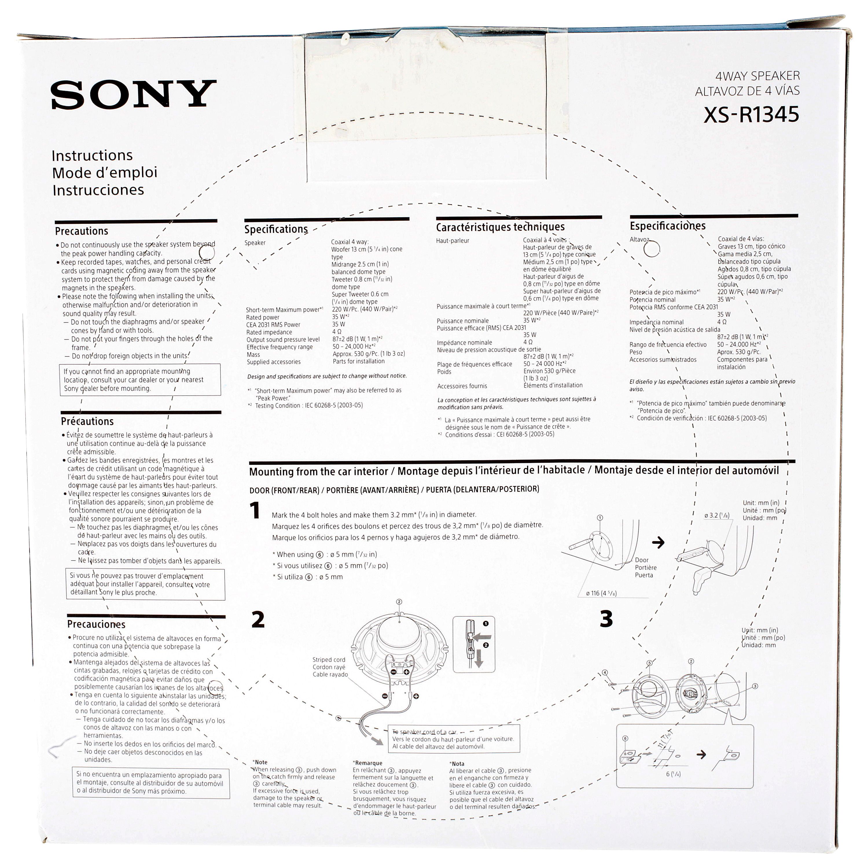 Sony XS-R1345 5-1/4" 4-Way Car Speaker - image 2 of 5