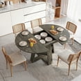 thumbnail image 2 of Miniyam Extendable Round Dining Table for 4–8 People, 43.3” to 59” Retractable Kitchen Table with Storage Shelf, Farmhouse Dining Table, Gray, 2 of 7