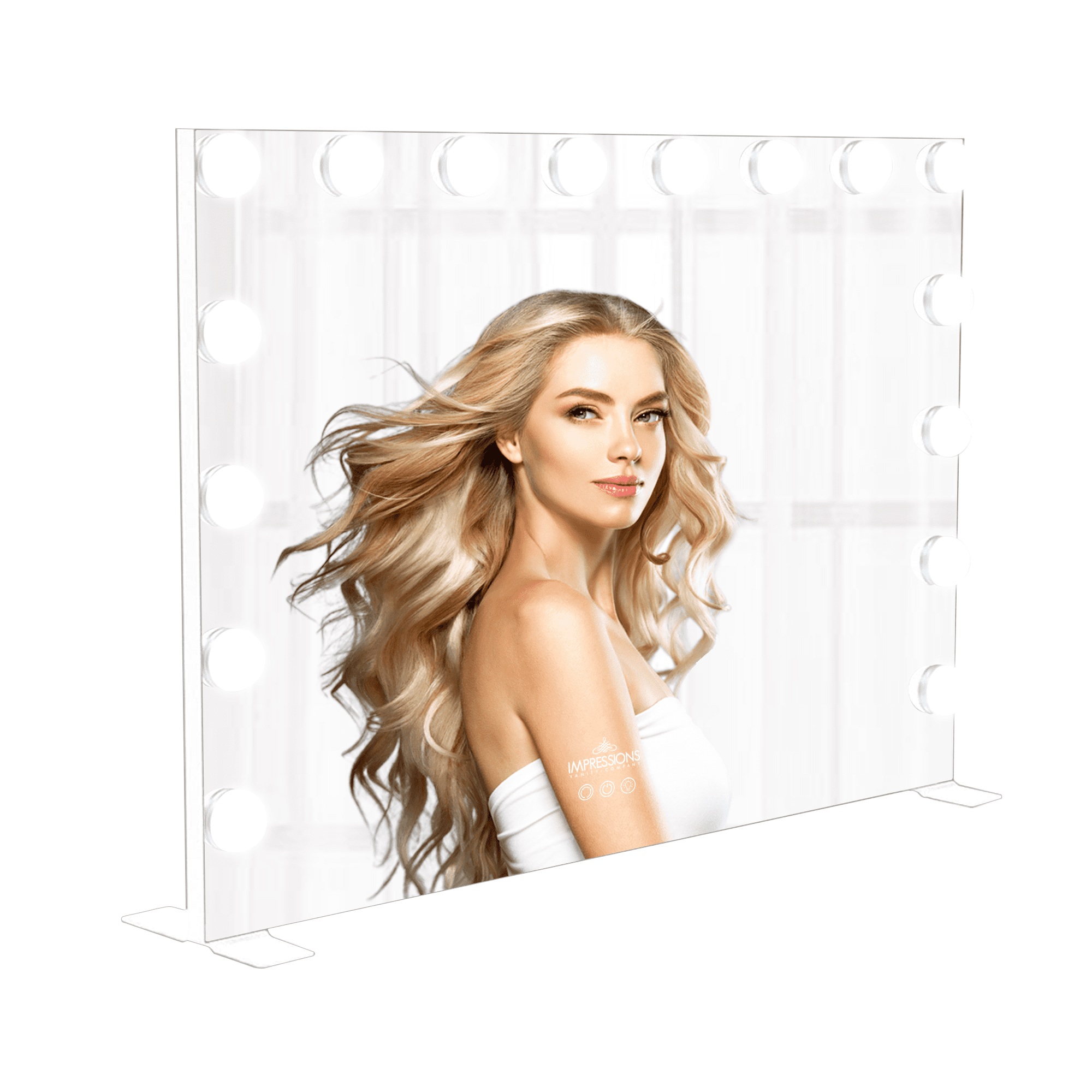 Impressions Vanity Glamour Tri Tone Wide LED Makeup Mirror, Tabletop