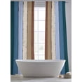 thumbnail image 6 of Blue Brown Semi Sheer Window Curtains 108 Inches Long, Farmhouse Wood Grain Vintage Vertical Striped Rod Pocket Voile Silky Chiffon Curtain Light Filtering Drapes for Living Room, 52"x108", 2 Panels, 6 of 9