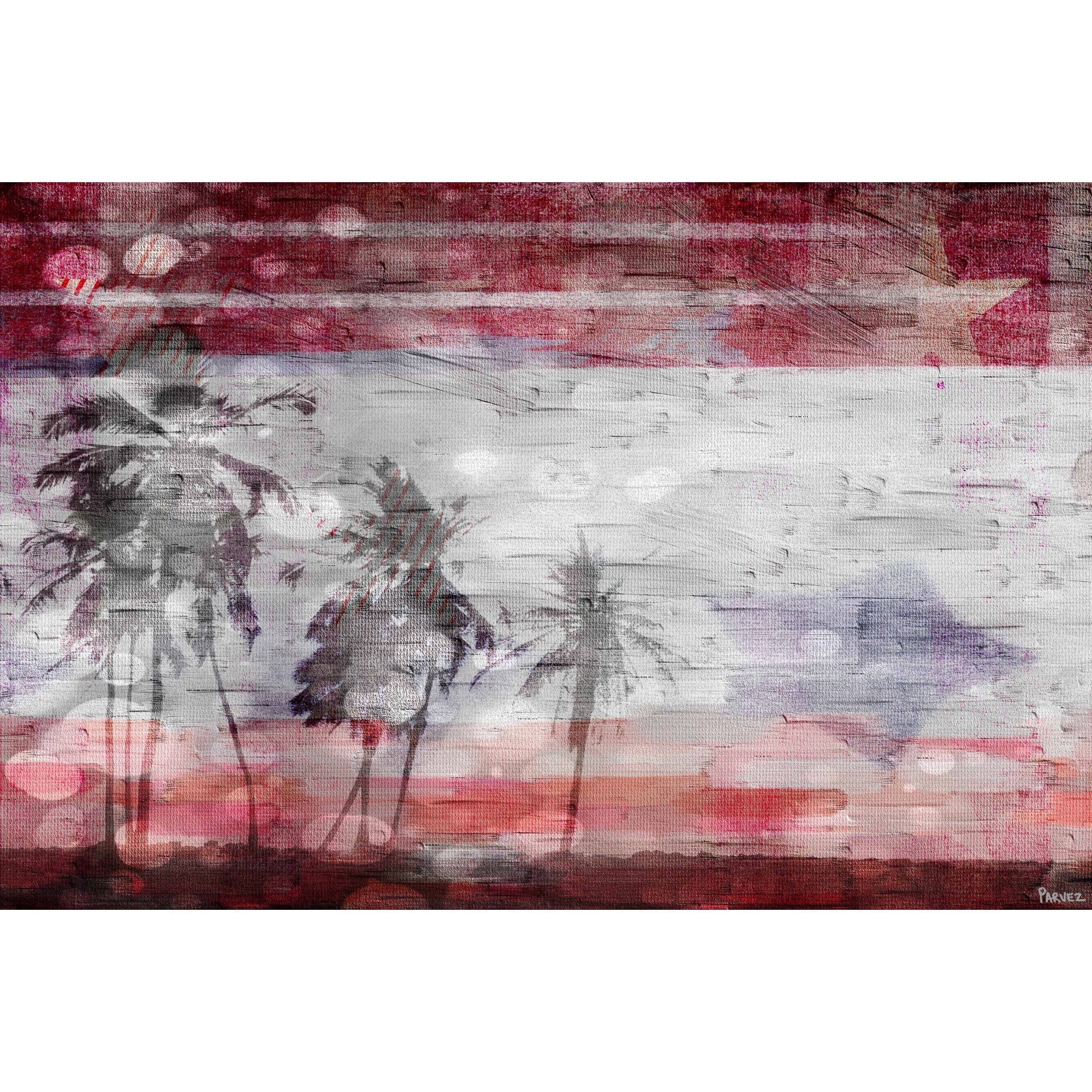 Parvez Michel Inc Parvez Taj - "Patriotic Palms" Print on Canvas - Multi-color