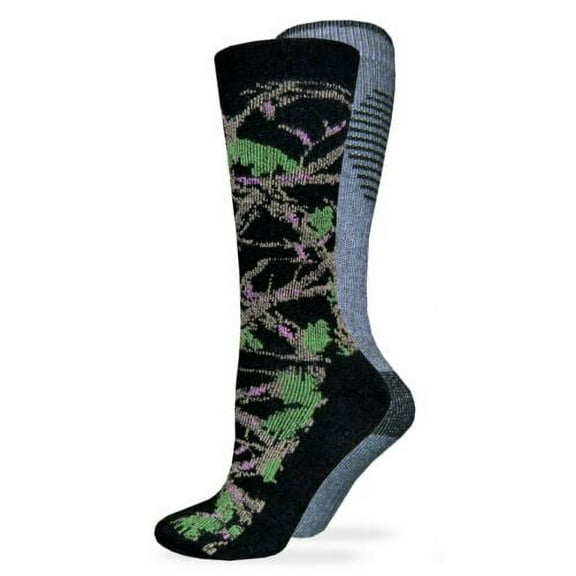 Carolina Ultimate Womens Socks, Merino Wool Camo Boot Crew Socks, 2 Pairs