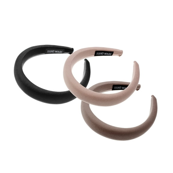 Vocoste 3pcs Fabric Wide Headbands Simplicity Design 1.18inch Light Brown Deep Brown Black for Women Girl