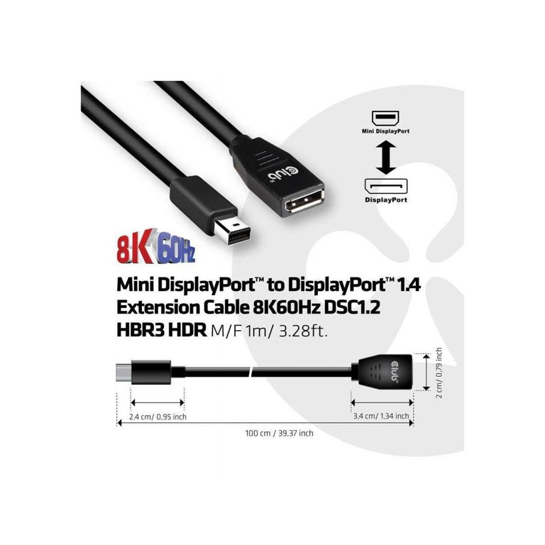Cable Mini DisplayPort 1.2 Male Des Deux Cotes 1.8m Noir