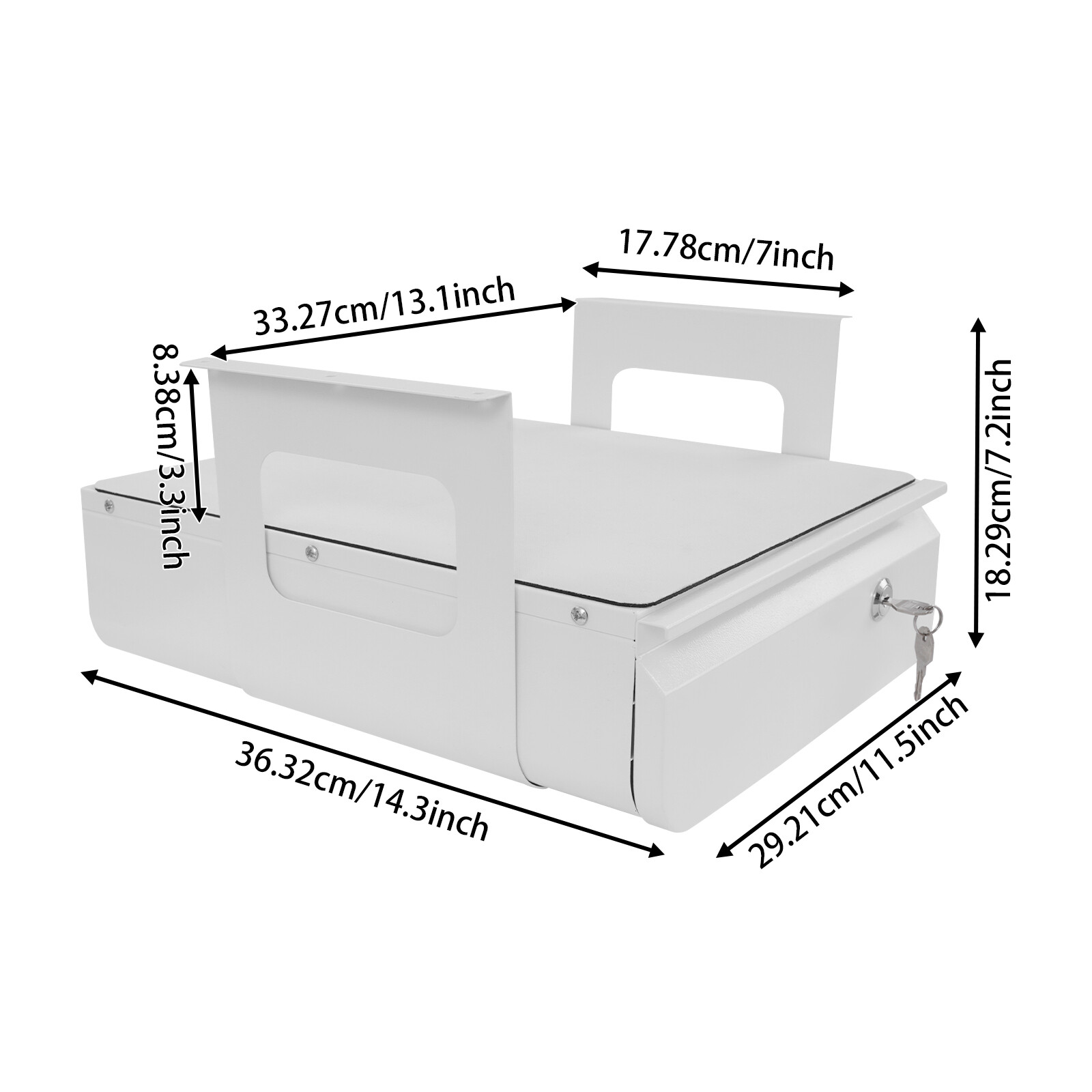 Under Desk Pull-Out Drawer, Lockable Sliding Storage Drawer, Under Desk Drawer for Standing Desks and Standard Fixed-Height Workstations