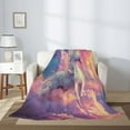 thumbnail image 2 of Sikiie Colorful Cloud White Horse Cozy Flannel Fleece Throw Blanket: Lightweight & Thick for All Seasons - Perfect for Women, Men, & Kids"60"x50", 2 of 6