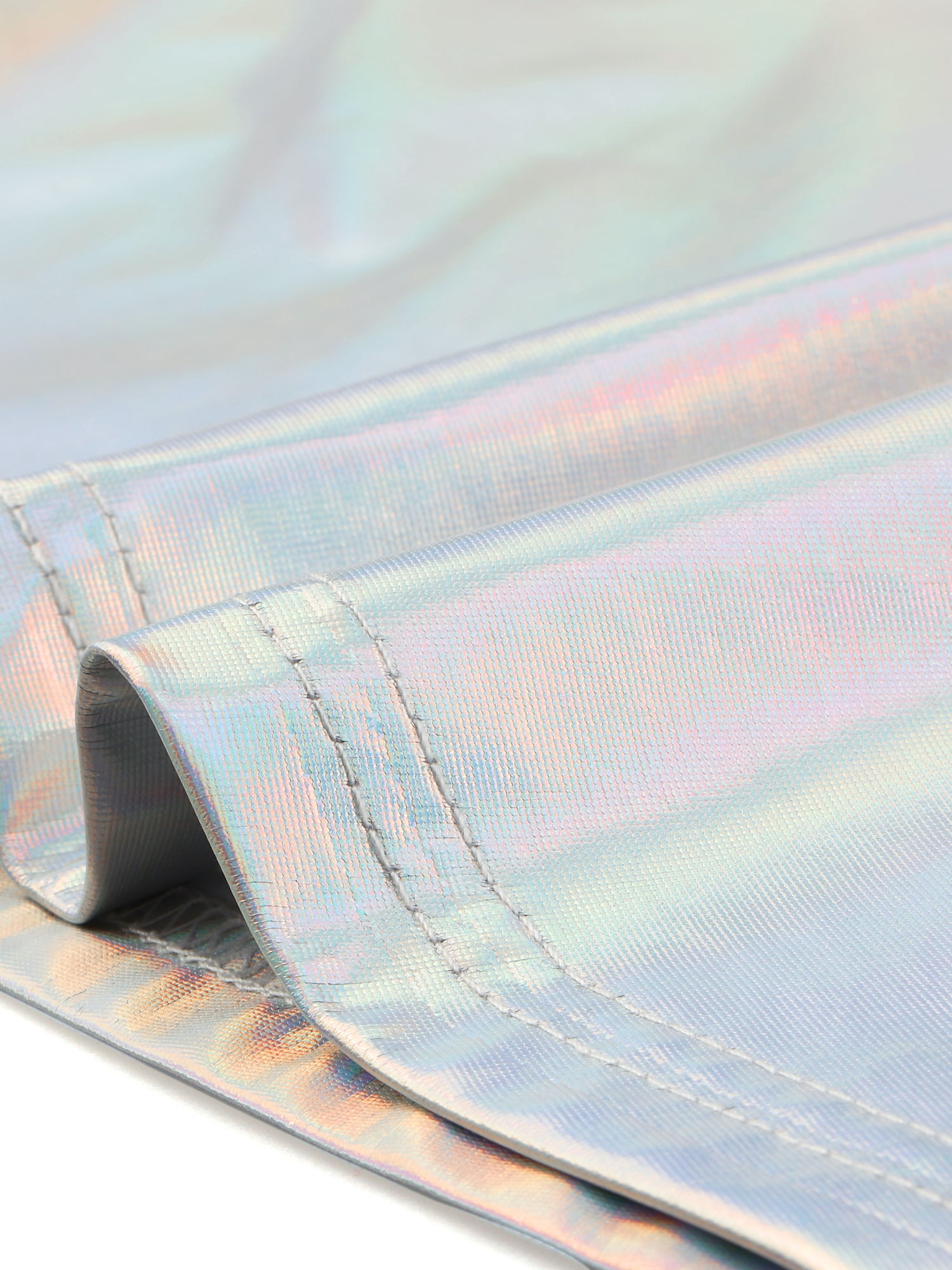DARING DIVA One Shoulder Metallic Sleeveless Disco Holographic Dress L Silver