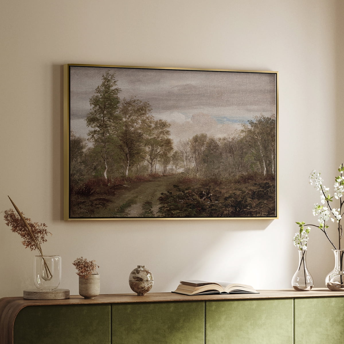 Vintage Landscape-CCCXV By Wexford Home Framed in Gold Wood Gallery Wrapped Canvas 27 in. x 41 in.