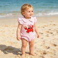 thumbnail image 5 of Baby Girl Romper Featherlight Collared Short Sleeve Ruffled Graphic Print Bodysuit Outdoor Wear Girls Jumpsuit 6 Months-12 Months, 5 of 9