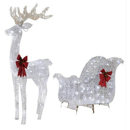 Holiday Time Christmas Decor 52IN REINDEER & 40IN SLEIGH 