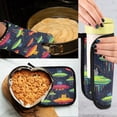 thumbnail image 5 of Yayeee Oven Mitts and Pot Holder Set of 2 Heat Resistant Kitchen Gloves Baking Hot Pad, Colorful Space Cat, 5 of 5
